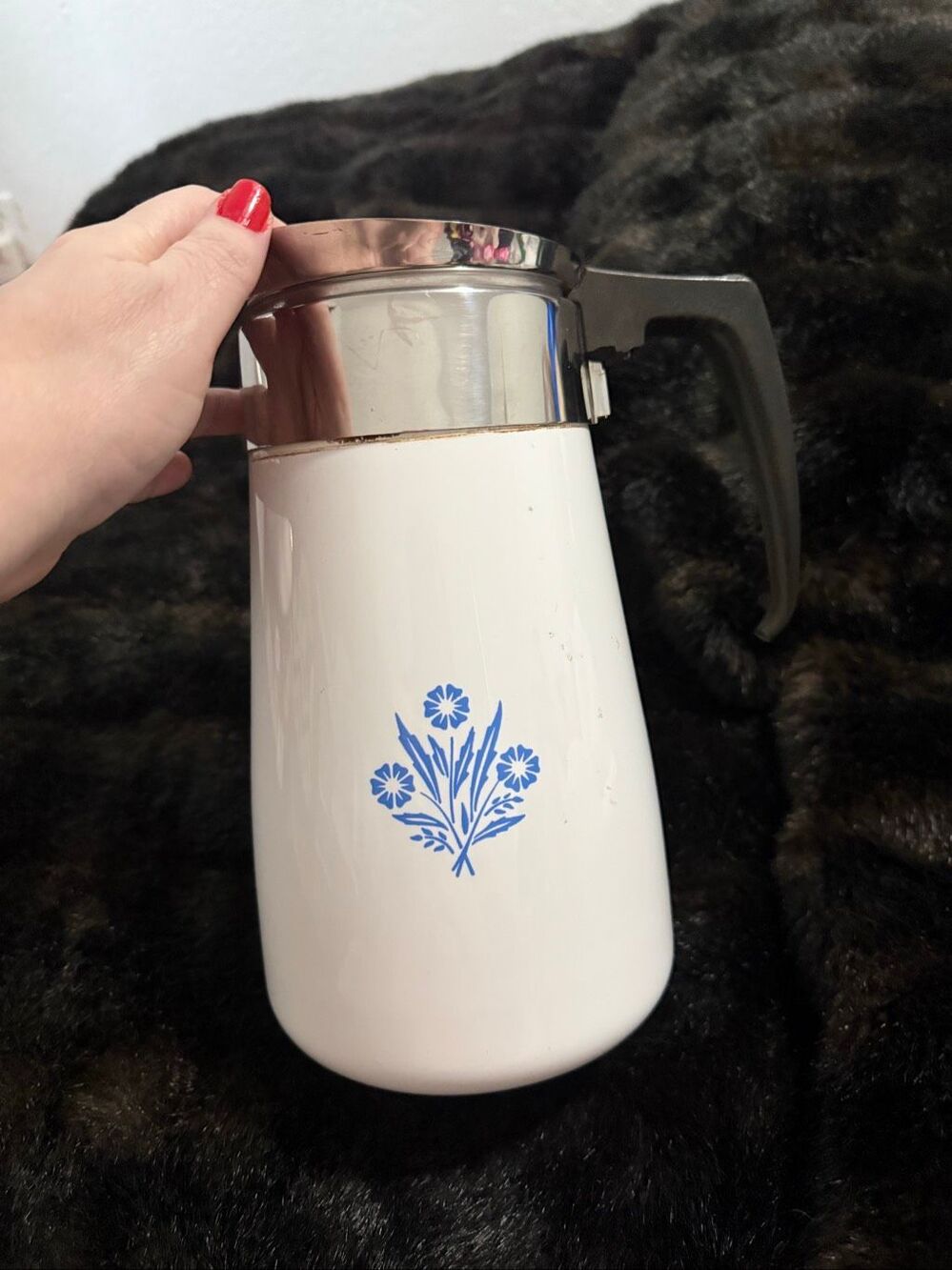 CorningWare Blue Cornflower 9 Cup Stove Top Percolator no lid